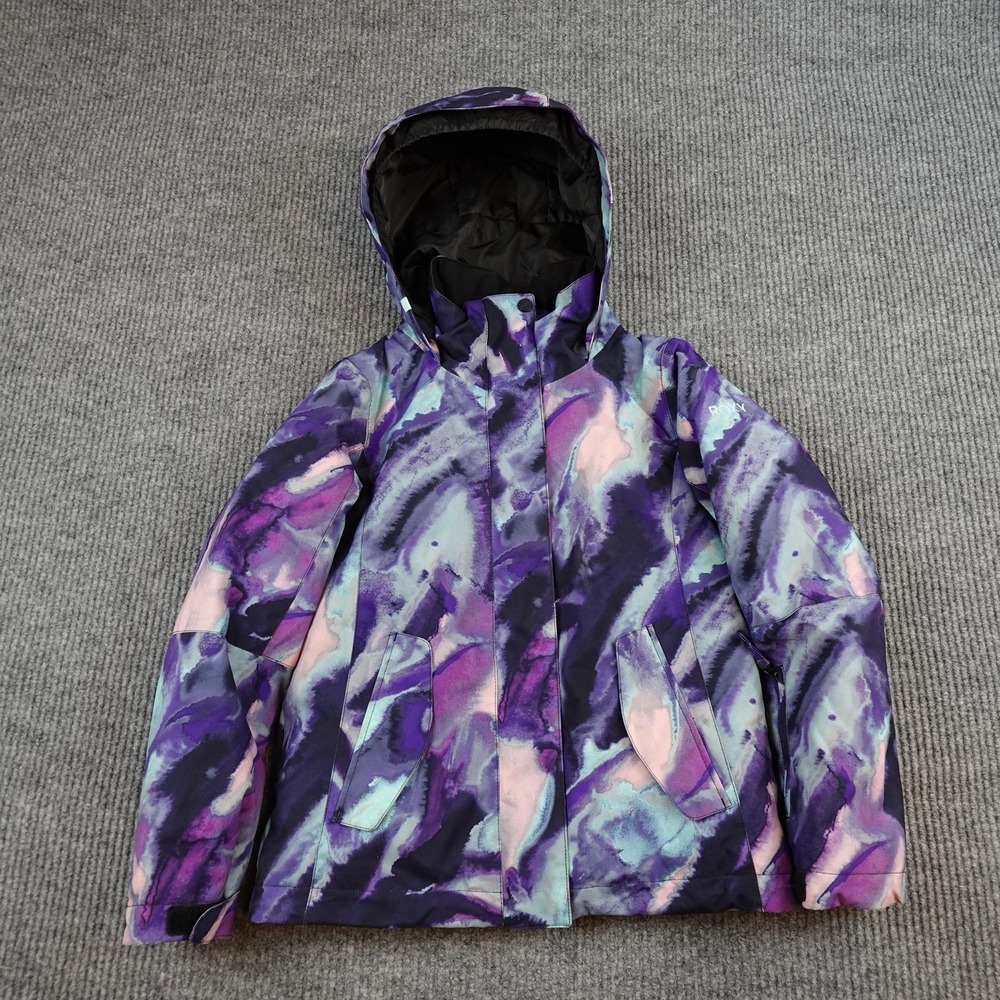 Roxy Ski Jacket Girls 10 Purple DryFlight 10K Hooded Insulated Waterproof